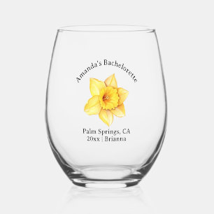 Verre À Vin Sans Pied Fleur de naissance de jeune fille de mars Jonquill