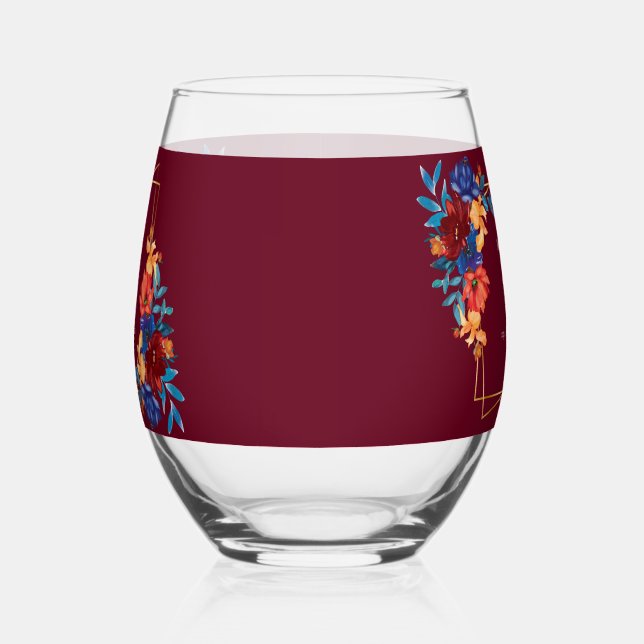 Verre À Vin Sans Pied Fleur mexicaine moderne Mariage Bourgogne (Droite)