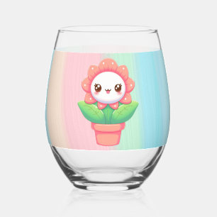Verre À Vin Sans Pied Fleur mignonne, capricieuse en pot