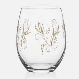 Verre À Vin Sans Pied Fleur moderne en or