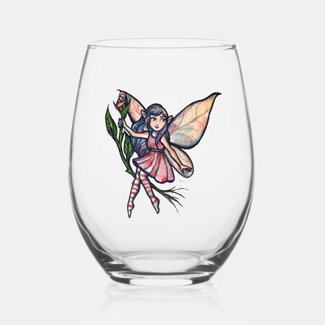 Verre À Vin Sans Pied Fleur rose rose (Recto)