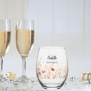 Verre À Vin Sans Pied Fleur sauvage de Bridesmaid beige rose