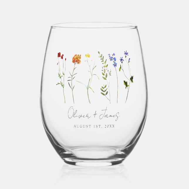 Verre À Vin Sans Pied Fleur sauvage minimal LGBTQ Gay pride Floral Maria (Recto)