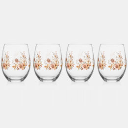 Verre À Vin Sans Pied Fleurs d'automne chaudes