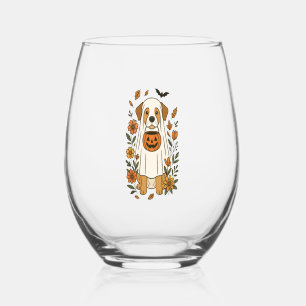 Verre À Vin Sans Pied Fleurs de Labrador Retriever d'Halloween