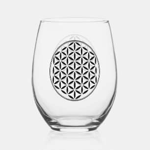 Verre À Vin Sans Pied FLEURS DE VIE - Symbole de géométrie sacrée plein