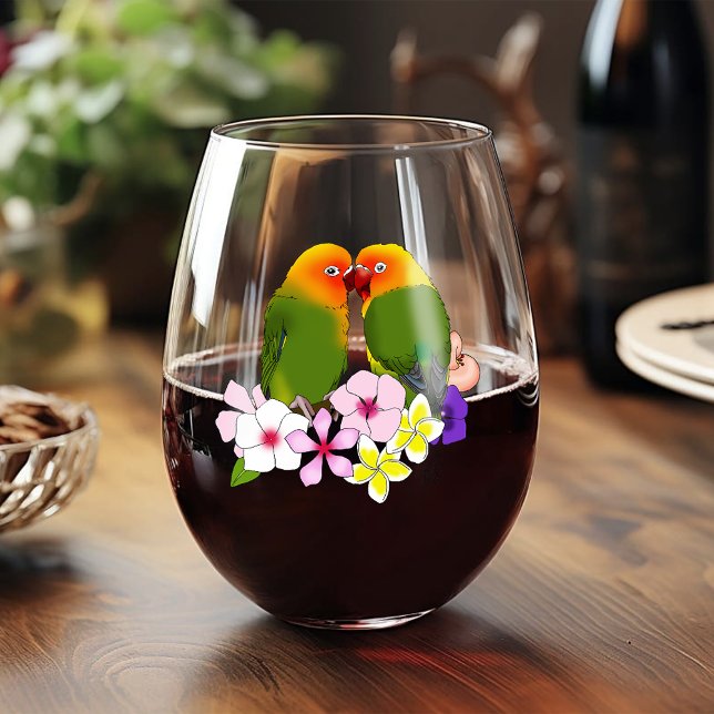 Verre À Vin Sans Pied Fleurs tropicales Inséparables (Créateur téléchargé)