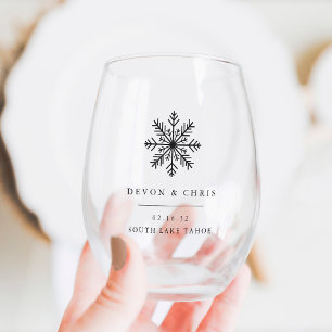 Verre À Vin Sans Pied Flocon de neige d'hiver Destination Mariage Faveur