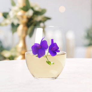 Verre À Vin Sans Pied Floral à fleurs princes violettes