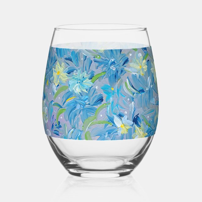 Verre À Vin Sans Pied Floral de prairie d'été (Recto)