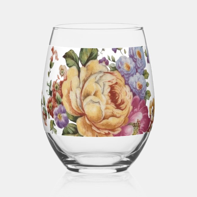 Verre À Vin Sans Pied Floral Fantasy   (Recto)