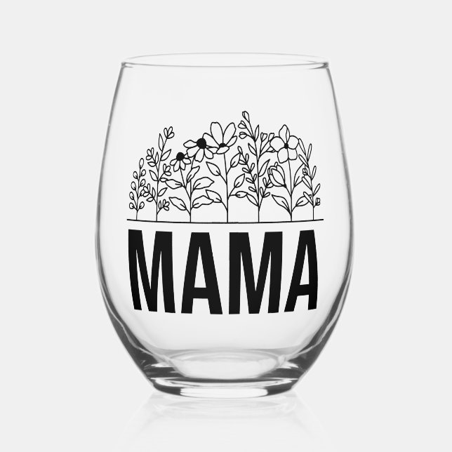 Verre À Vin Sans Pied Floral "Mama" (Recto)