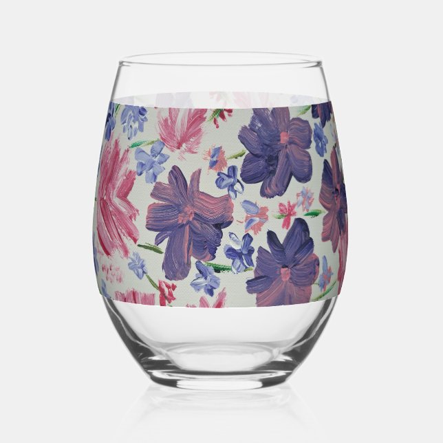 Verre À Vin Sans Pied Floral Rose Blue Moon (Recto)