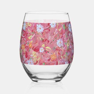 Verre À Vin Sans Pied Floral rouge mûrier