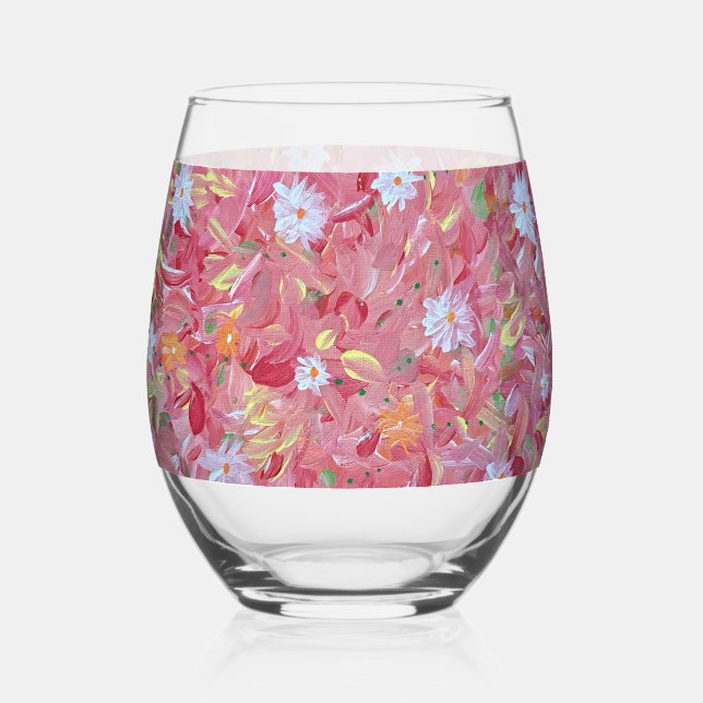 Verre À Vin Sans Pied Floral rouge mûrier (Recto)