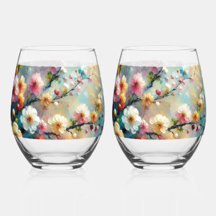 Verre À Vin Sans Pied Flore élégante et vibrante - Fleur avec éclat de c