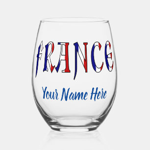Verre À Vin Sans Pied France - Couleurs du Drapeau Personnalisées