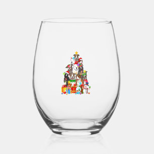 Verre À Vin Sans Pied Funky Pitbull Chien de Noël Lumières Arbre Chien C