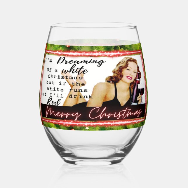 Verre À Vin Sans Pied Funny Christmas Wine Glass Retro Best Friend Dream (Recto)