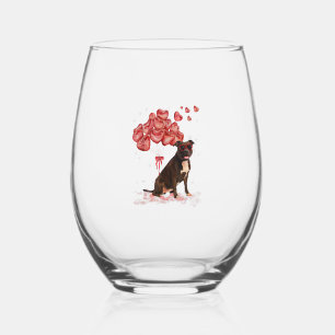 Verre À Vin Sans Pied Funny Pitbull Coeur Valentines Jour Chien Papa Mam