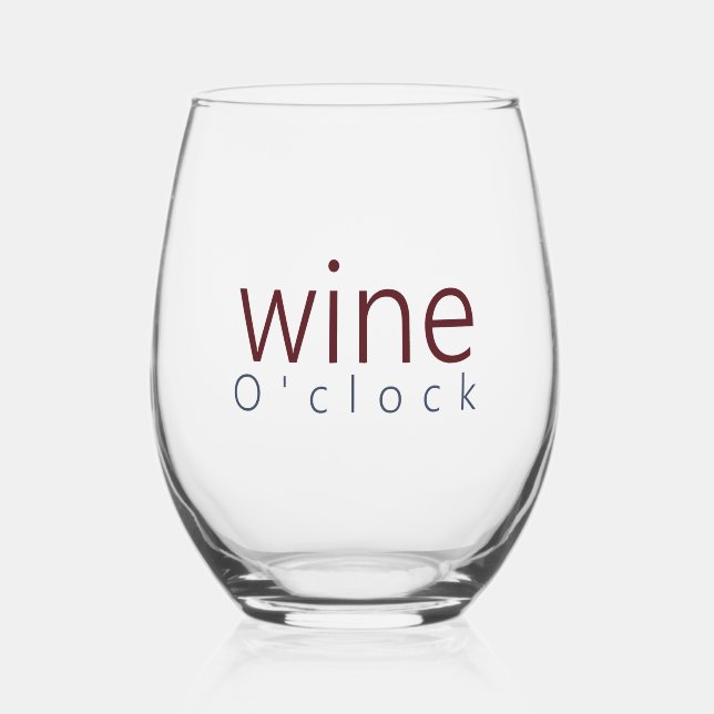 Verre À Vin Sans Pied Funny Pun Wine O-clock Typographie (Recto)