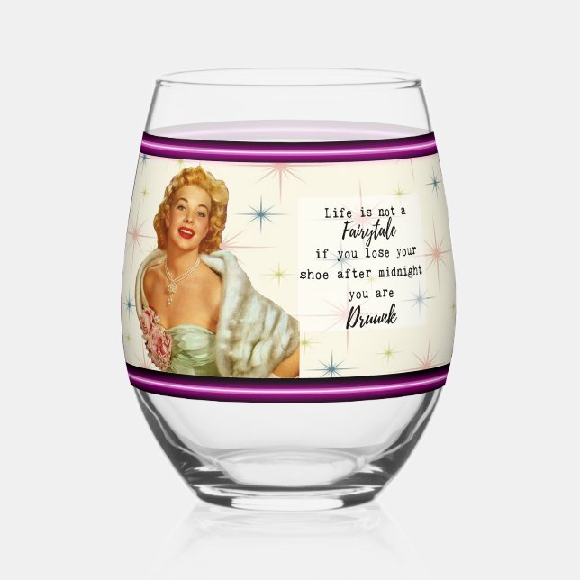 Verre À Vin Sans Pied Funny Wineglass Best Friend Gift "Fairytale" (Recto)