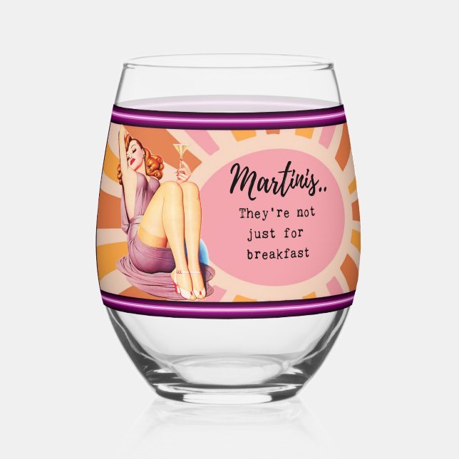 Verre À Vin Sans Pied Funny Wineglass Best Friend Gift "Martinis" (Recto)