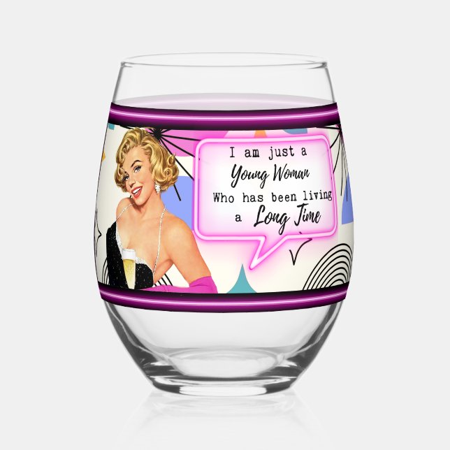 Verre À Vin Sans Pied Funny Wineglass Best Friend Gift "Young Girl" (Recto)