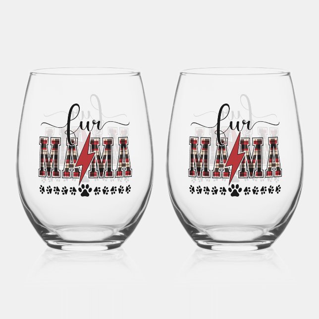Verre À Vin Sans Pied Fur Mama Plaid (Recto)
