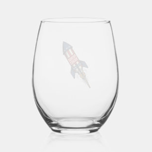 Verre À Vin Sans Pied Fusée Patriot 4 juillet Conception de feux d'artif