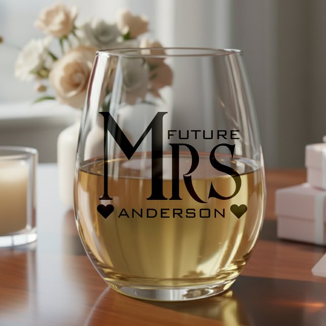 Verre À Vin Sans Pied Futur Mme Fiance Engagement Fête des mariées de la (Future Mrs Fiance Engagement Party Bridal Shower Stemless Wine Glass
)