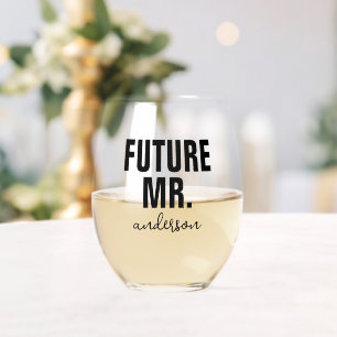 Verre À Vin Sans Pied Futur personnalisé M. Nom Mariage
