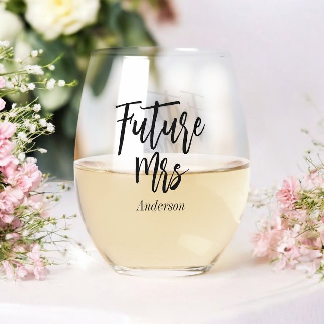 Verre À Vin Sans Pied Future Mrs Black White, la mariée (Créateur téléchargé)