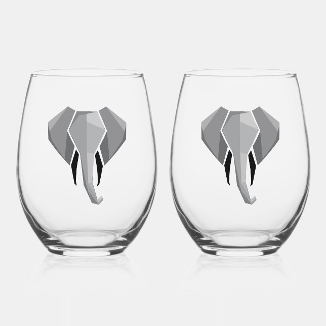 Verre À Vin Sans Pied Géométrie Tête d'éléphant (Recto)