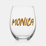 Verre À Vin Sans Pied Ginger 3D Funny Nom moderne<br><div class="desc">Gingembre 3D Funky Style Moderne Nom Vin Stemless Verre</div>