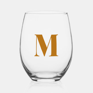 Verre À Vin Sans Pied Ginger Modern Monogramme Lettre initiale