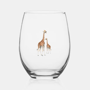 Verre À Vin Sans Pied Girafe avec lunettes de soleil Jungle Safari Anima