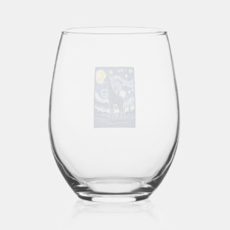 Verre À Vin Sans Pied Girafe Nuit Étoilée Vintage