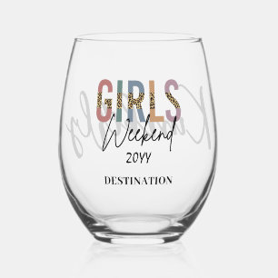 Verre À Vin Sans Pied Girls Weekend Cheetah Print Girls trip getaway