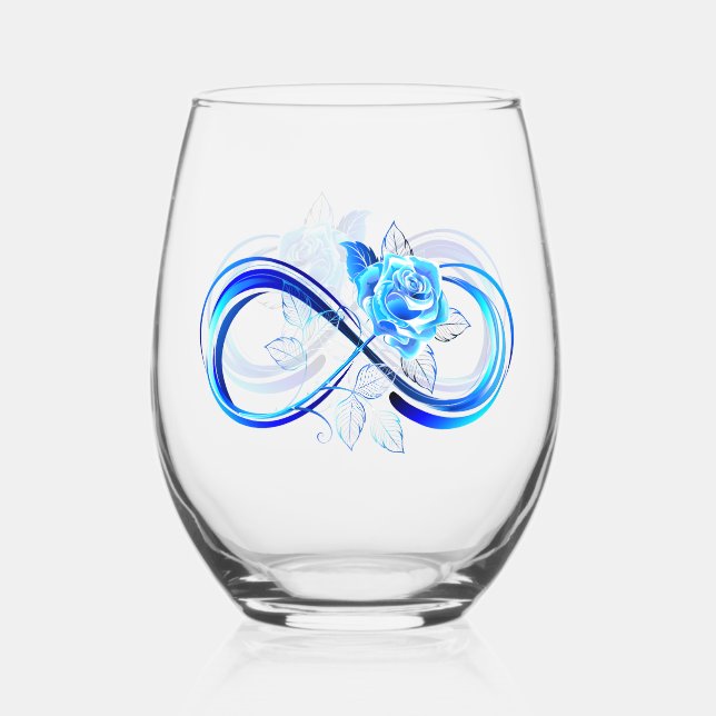Verre À Vin Sans Pied Glowing infinity with blue rose (Recto)
