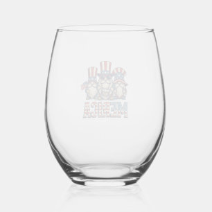 Verre À Vin Sans Pied Gnome Patriotique Merica Design Vectoriel Vintage_