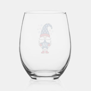Verre À Vin Sans Pied Gnome Patriotique USA Étoile Vectorielle Conceptio