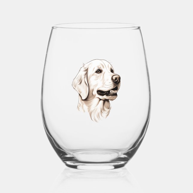 Verre À Vin Sans Pied Golden Retriever 2 (Recto)