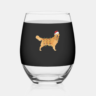 Verre À Vin Sans Pied Golden Retriever Holiday Christmas Light Essential