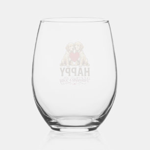 Verre À Vin Sans Pied Golden Retriever Joyeuse Saint-Valentin