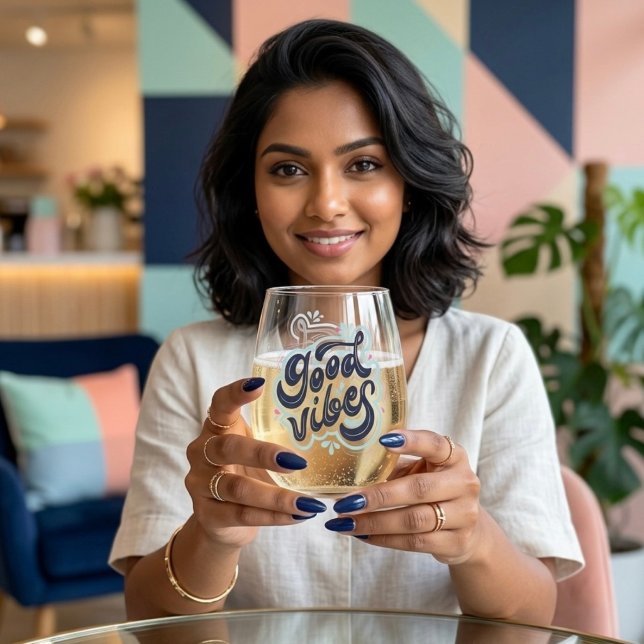 Verre à vin sans pied Good Vibes (Créateur téléchargé)