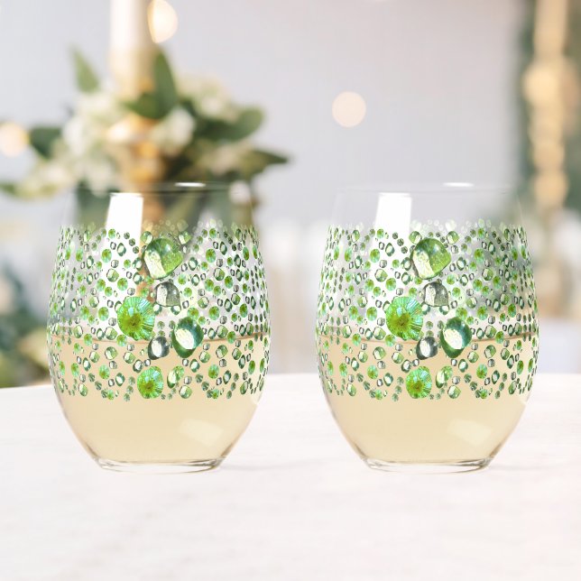 Verre À Vin Sans Pied Gouttelettes Vertes (Insitu (Mariage))