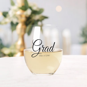 Verre À Vin Sans Pied Grad noir script personnalisé classe année élégant