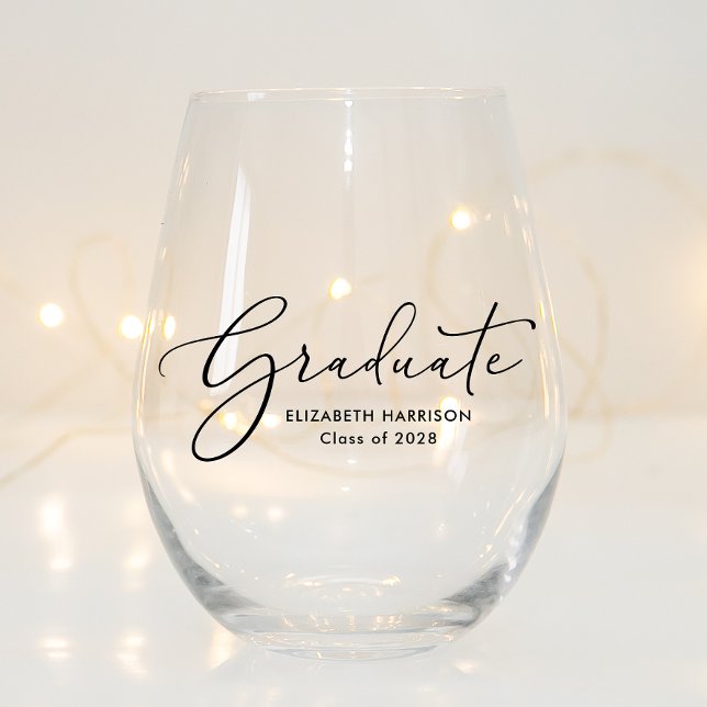 Verre À Vin Sans Pied Graduate Elegant Script Graduation (Créateur téléchargé)