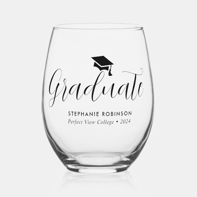 Verre À Vin Sans Pied Graduation élégante du script (Recto)
